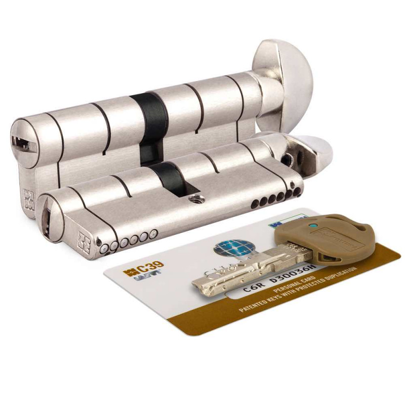 MOTTURA - Цилиндровый механизм Mottura (Моттура) с вертушкой C39F364601RC5 (82 мм/31+10+41), МАТ.НИКЕЛЬ (верт. 99.506)
