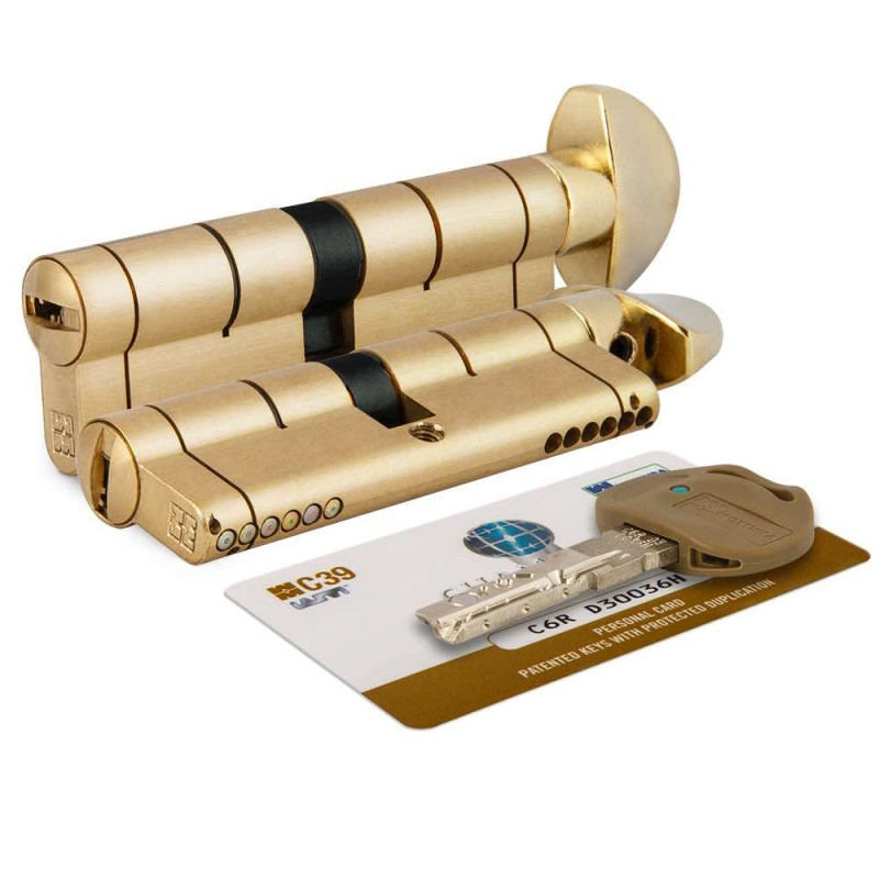 MOTTURA - Цилиндровый механизм Mottura (Моттура) с вертушкой C39F464601RLC5 (92 мм/41+10+41), ЛАТУНЬ (PVD) (верт. 99.506)