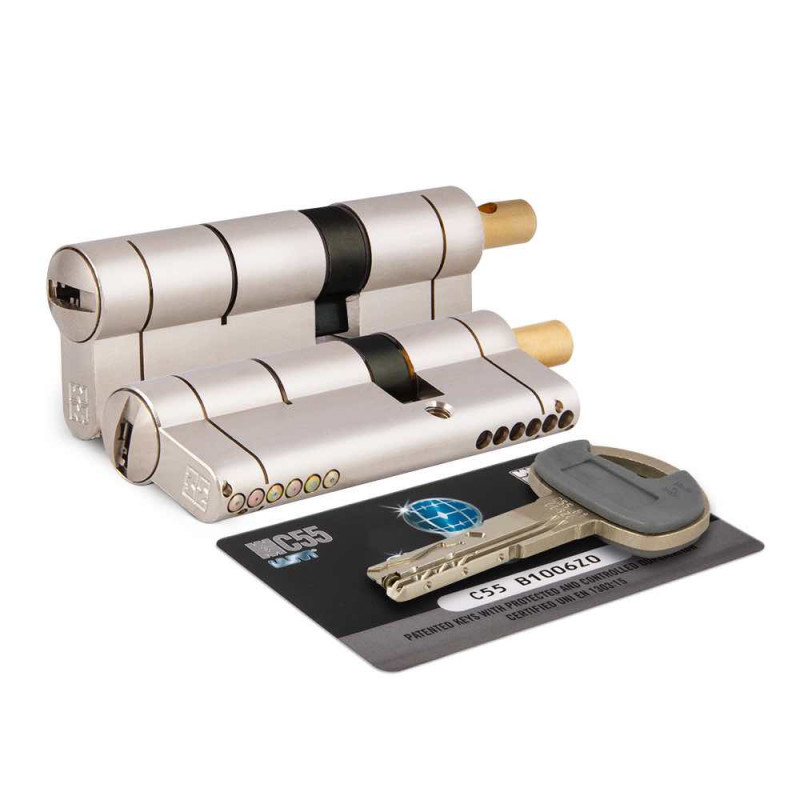 MOTTURA - Цилиндровый механизм Mottura (Моттура) под вертушку C55F414101C5 (82 мм/36+10+36), МАТ.НИКЕЛЬ