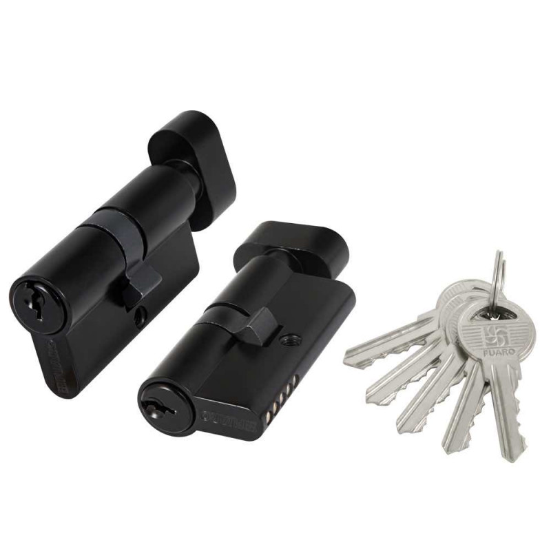 FUARO - Цилиндровый Fuaro (Фуаро) механизм (100 ZM/60) 1000ZMKnob60(25+10+25) BL черный 5Key с вертушкой